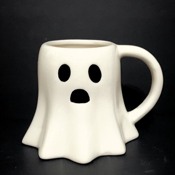 NEW Global Design Ghost Mug with Snowglobe Lid 15 OZ Porcelain Halloween - Picture 3 of 7